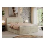 Łóżko kontynentalne CENTOS 140x200 - H3 - beżowy, welwet