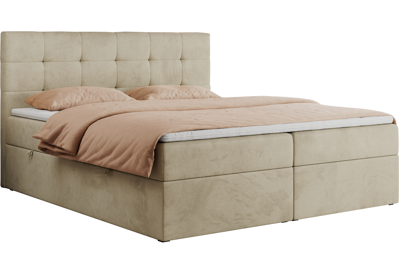 Łóżko kontynentalne CENTOS 160x200 - H3 - beżowy, welwet