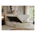 Łóżko kontynentalne CENTOS 180x200 - H3 - beżowy, welwet