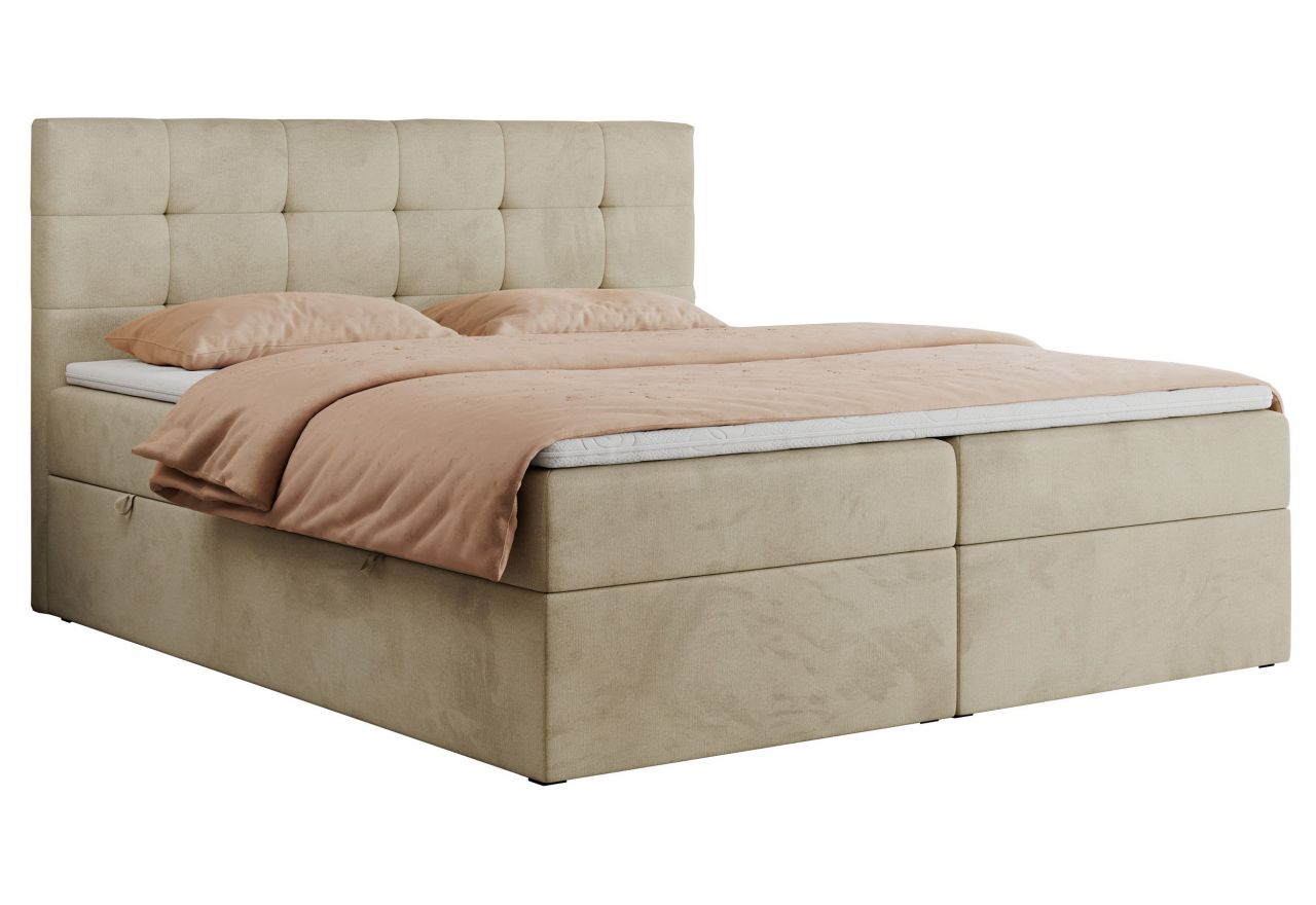 Łóżko kontynentalne CENTOS 180x200 - H3 - beżowy, welwet