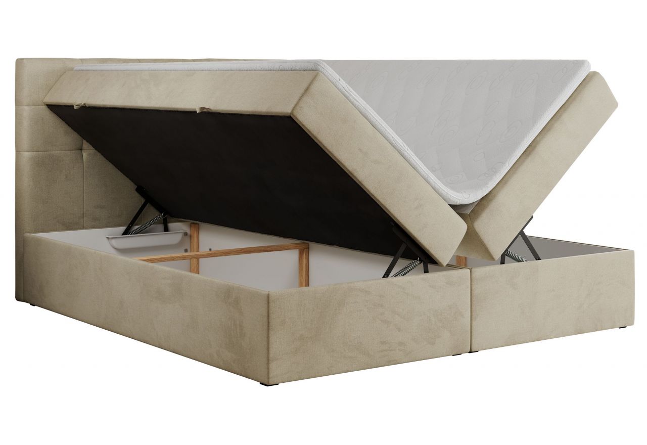 Łóżko kontynentalne CENTOS 180x200 - H3 - beżowy, welwet