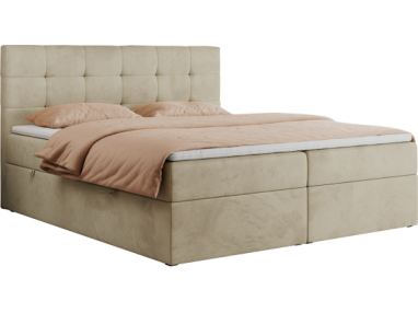 Łóżko kontynentalne CENTOS 140x200 - H4 - beżowy, welwet