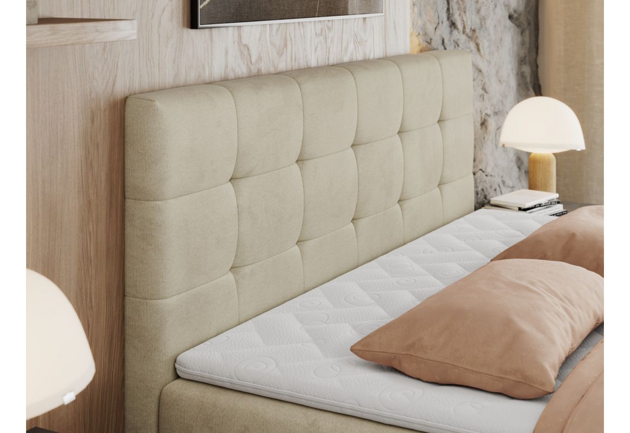 Łóżko kontynentalne CENTOS 200x200 - H4 - beżowy, welwet