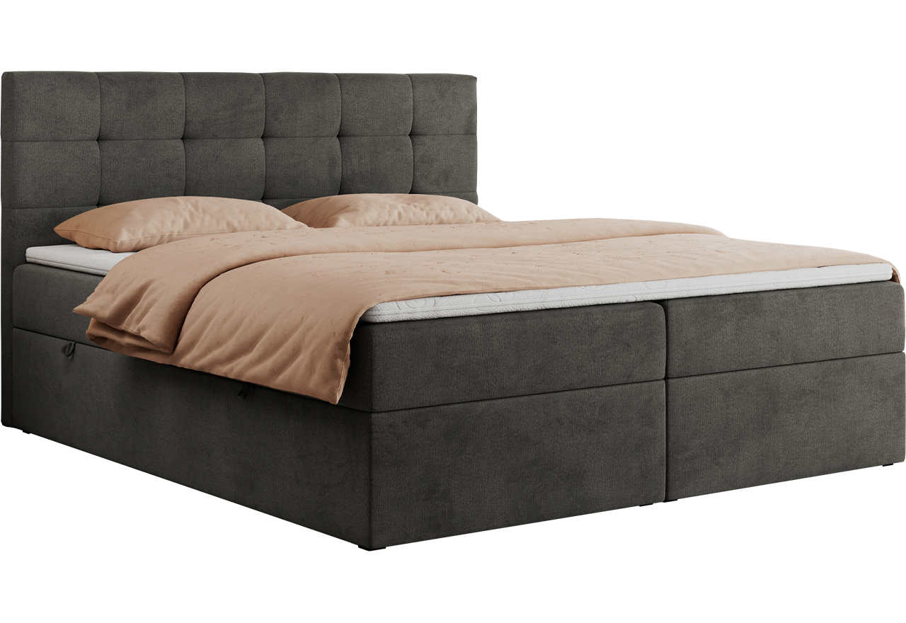 Łóżko kontynentalne CENTOS 160x200 - H3 - ciemnoszary, welwet