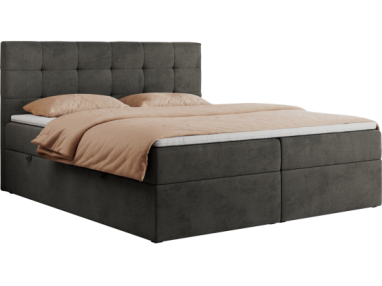 Łóżko kontynentalne CENTOS 200x200 - H3 - ciemnoszary, welwet