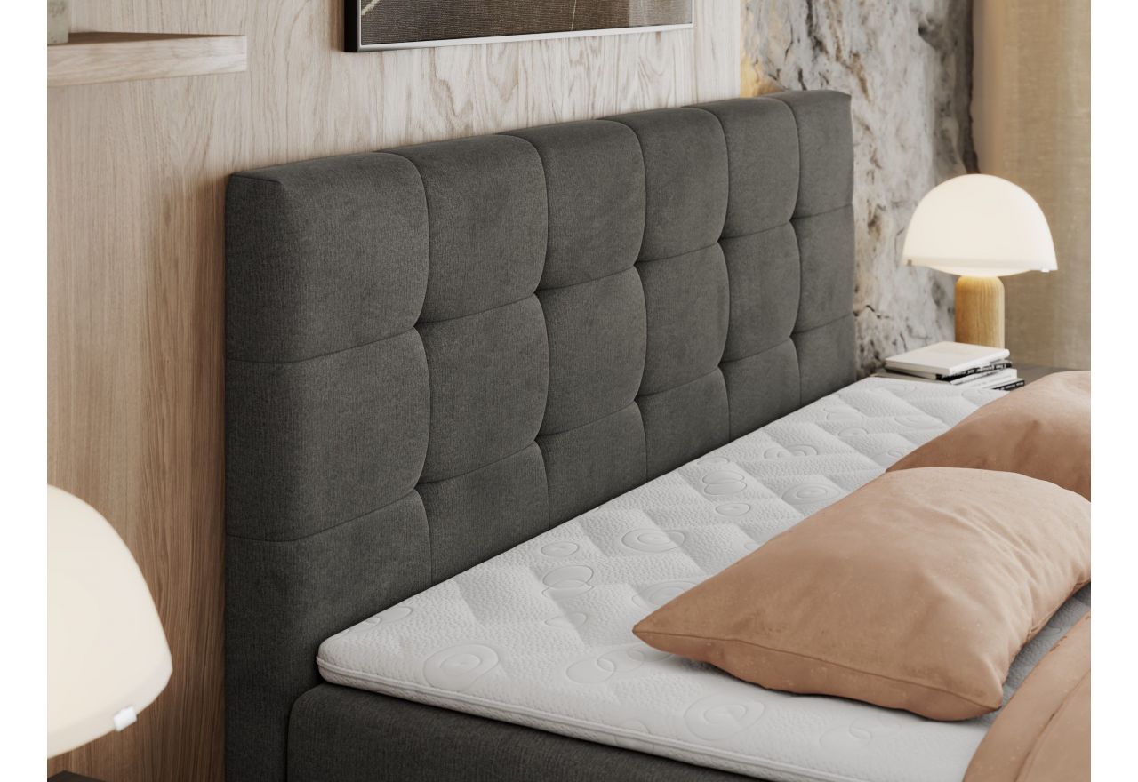 Łóżko kontynentalne CENTOS 200x200 - H3 - ciemnoszary, welwet