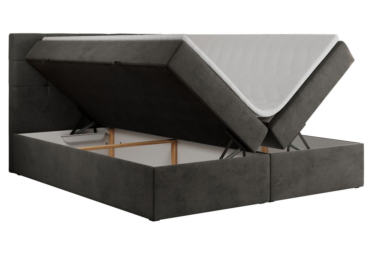 Łóżko kontynentalne CENTOS 140x200 - H4 - ciemnoszary, welwet