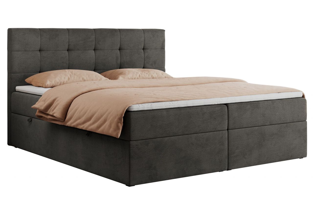 Łóżko kontynentalne CENTOS 180x200 - H4 - ciemnoszary, welwet