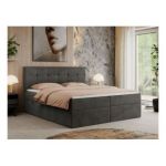 Łóżko kontynentalne CENTOS 200x200 - H4 - ciemnoszary, welwet