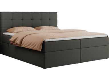 Łóżko kontynentalne CENTOS 140x200 - H3 - ciemnoszary, ekoskóra