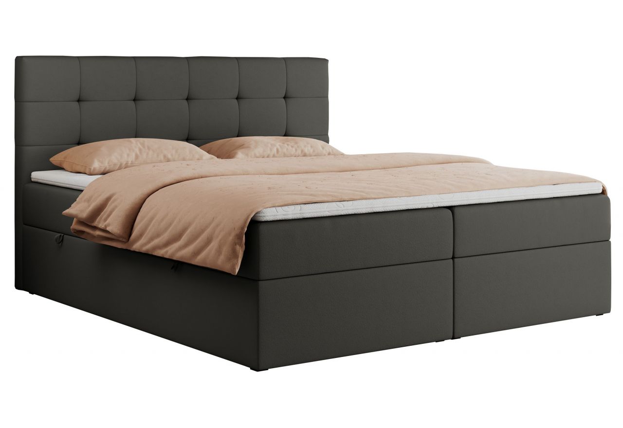 Łóżko kontynentalne CENTOS 140x200 - H3 - ciemnoszary, ekoskóra