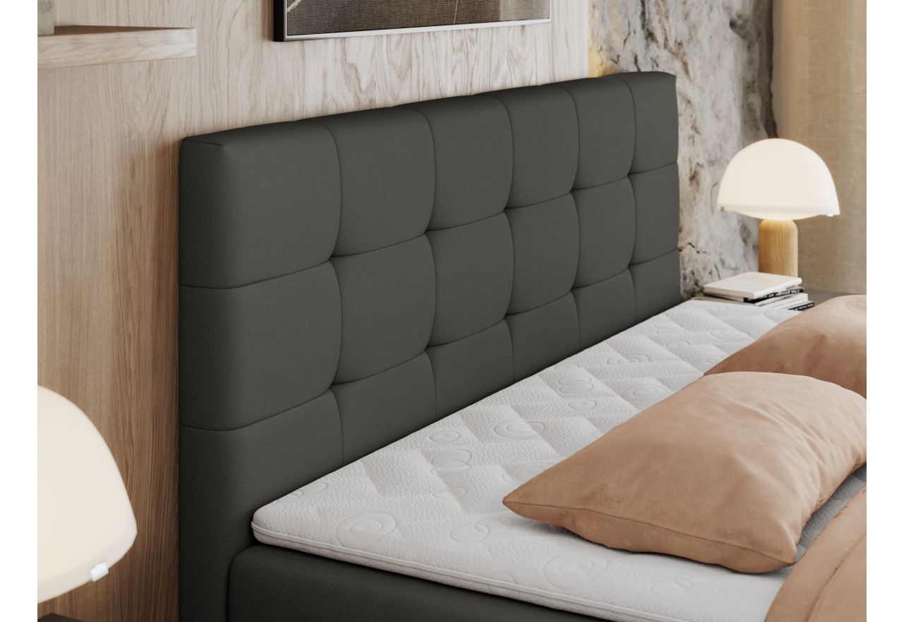 Łóżko kontynentalne CENTOS 160x200 - H3 - ciemnoszary, ekoskóra