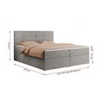 Łóżko kontynentalne CENTOS 160x200 - H3 - jasnoszary, struktura