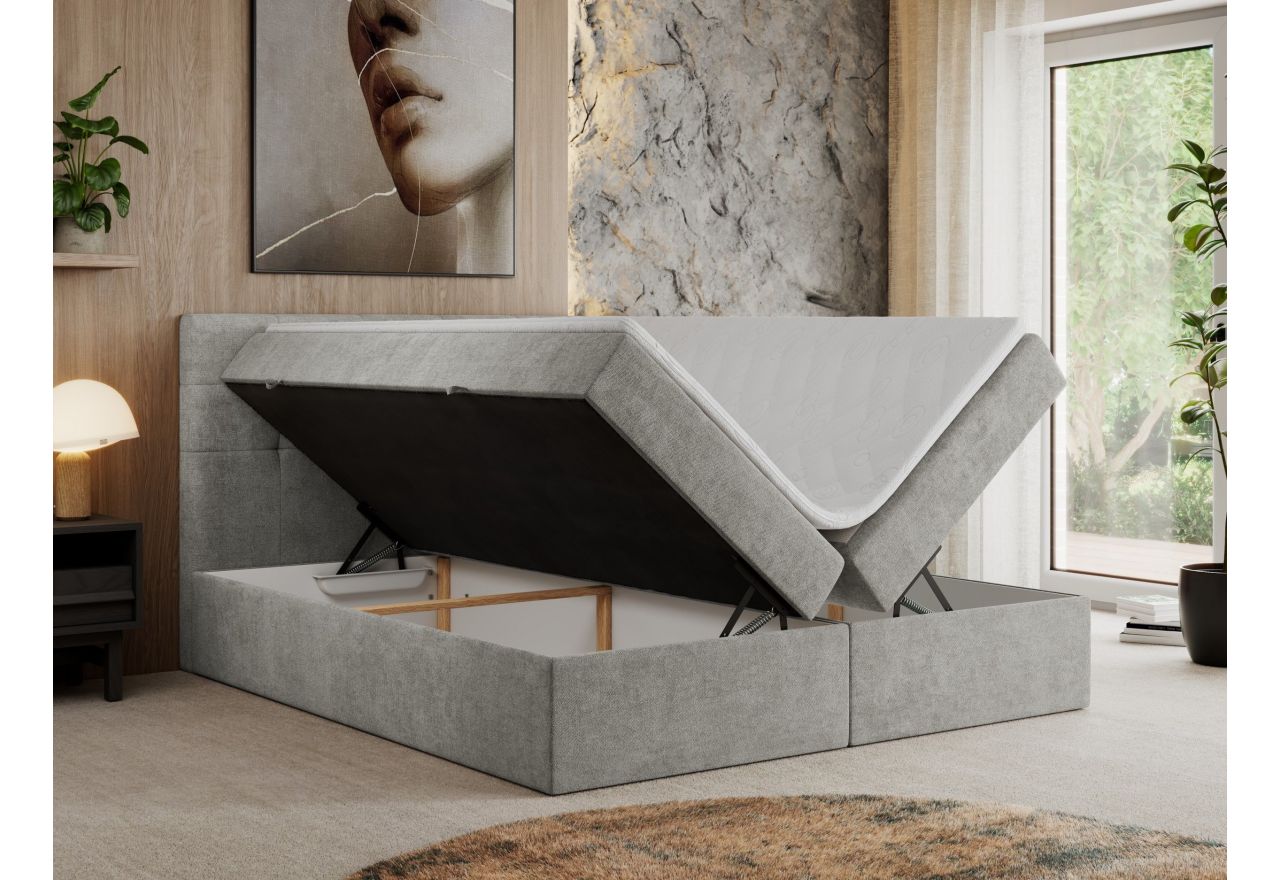 Łóżko kontynentalne CENTOS 200x200 - H3 - jasnoszary, struktura