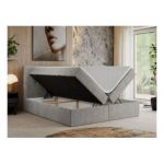 Łóżko kontynentalne CENTOS 200x200 - H3 - jasnoszary, struktura