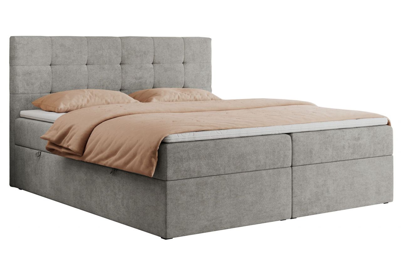 Łóżko kontynentalne CENTOS 200x200 - H4 - jasnoszary, struktura