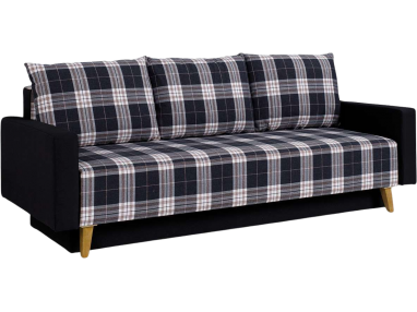 Skandynawska sofa do salonu z pojemnikiem na pościel - MEDIS Lobox 05 / Gomez 12 / Dąb Złoty