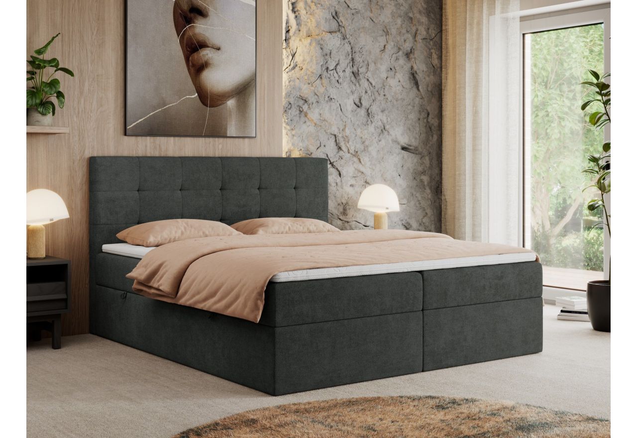 Łóżko kontynentalne CENTOS 160x200 - H4 - ciemnoszary, struktura