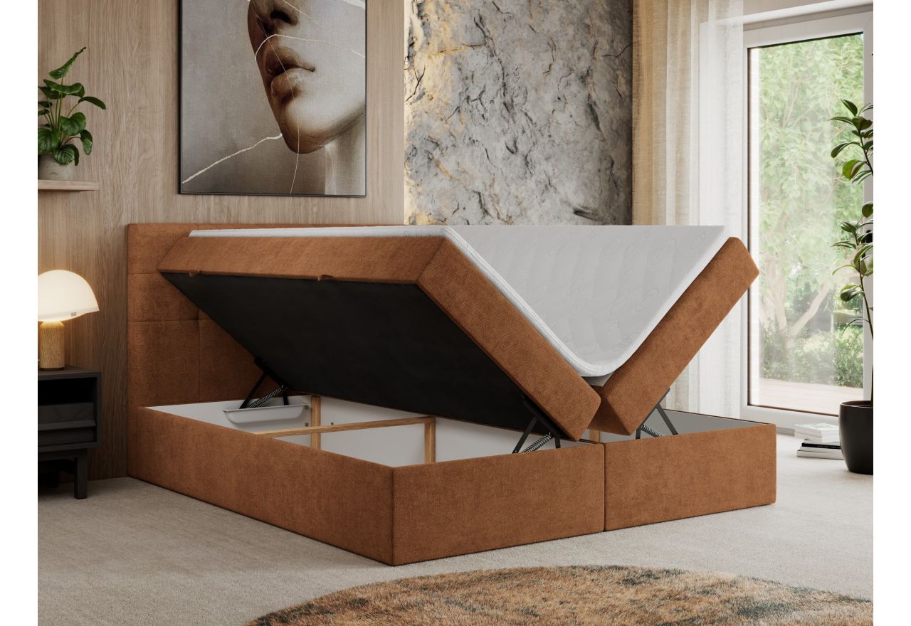 Łóżko kontynentalne CENTOS 140x200 - H3 - pomarańczowy, struktura