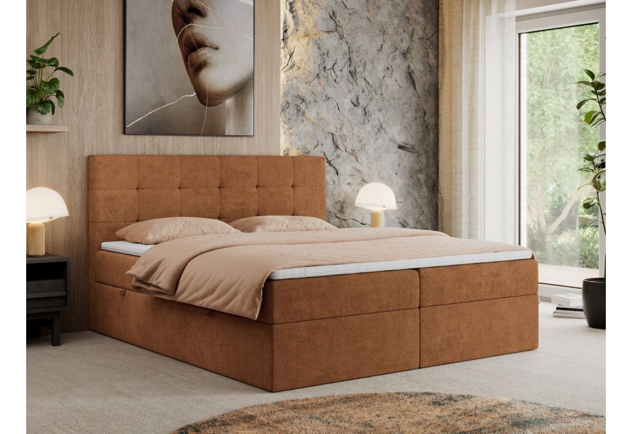 Łóżko kontynentalne CENTOS 160x200 - H4 - pomarańczowy, struktura