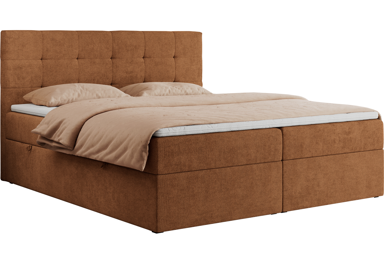 Łóżko kontynentalne CENTOS 160x200 - H4 - pomarańczowy, struktura