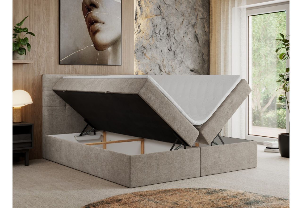 Łóżko kontynentalne CENTOS 140x200 - H4 - beżowy, struktura