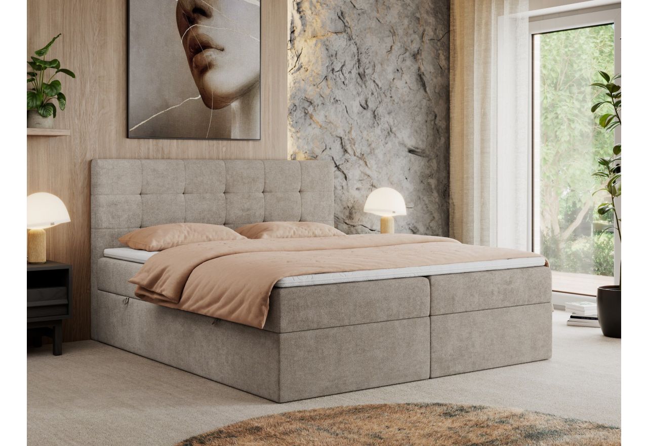 Łóżko kontynentalne CENTOS 160x200 - H4 - beżowy, struktura