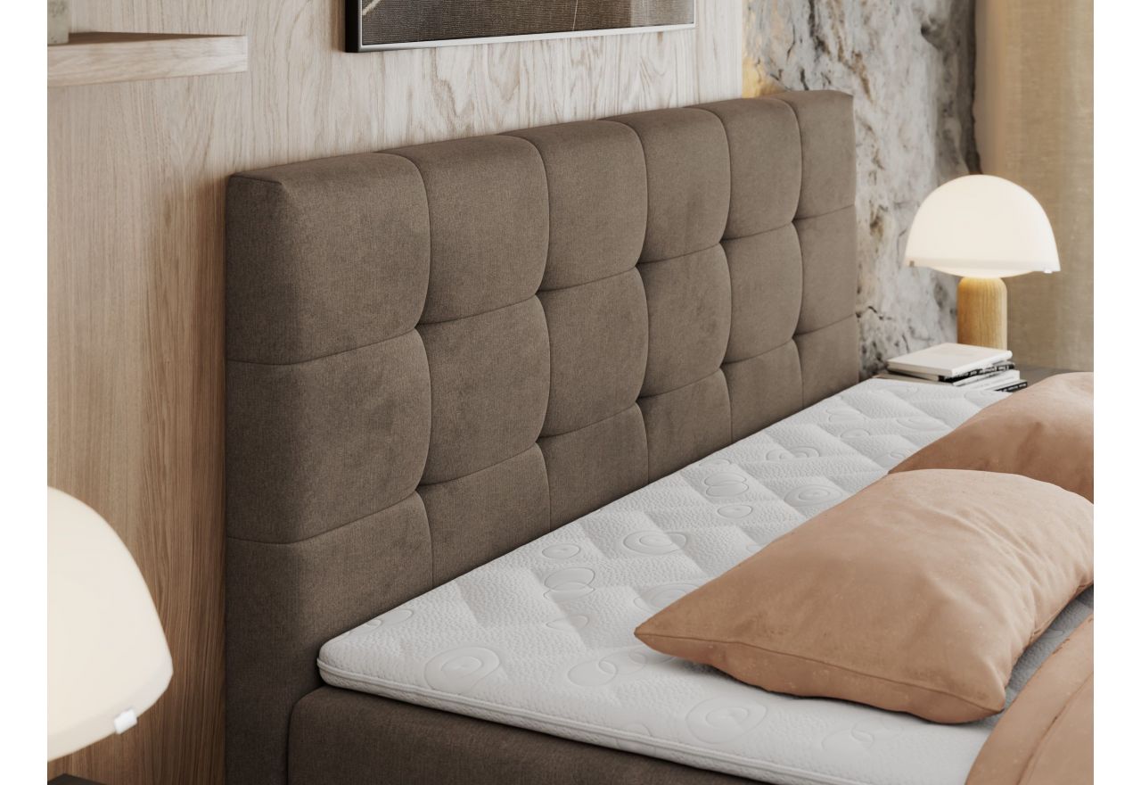 Łóżko kontynentalne CENTOS 140x200 - H3 - brązowy, welwet