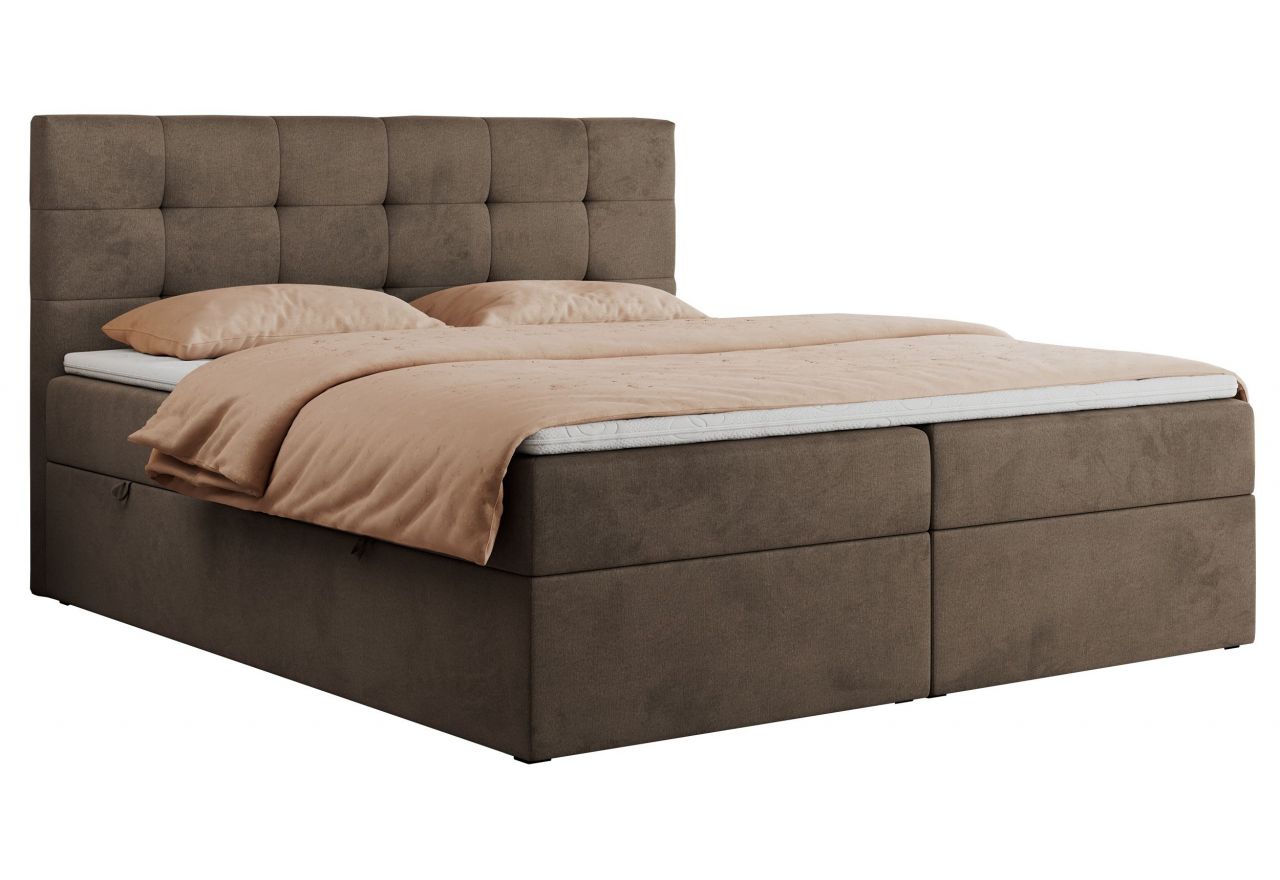 Łóżko kontynentalne CENTOS 160x200 - H3 - brązowy, welwet