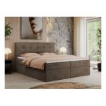 Łóżko kontynentalne CENTOS 200x200 - H4 - brązowy, welwet