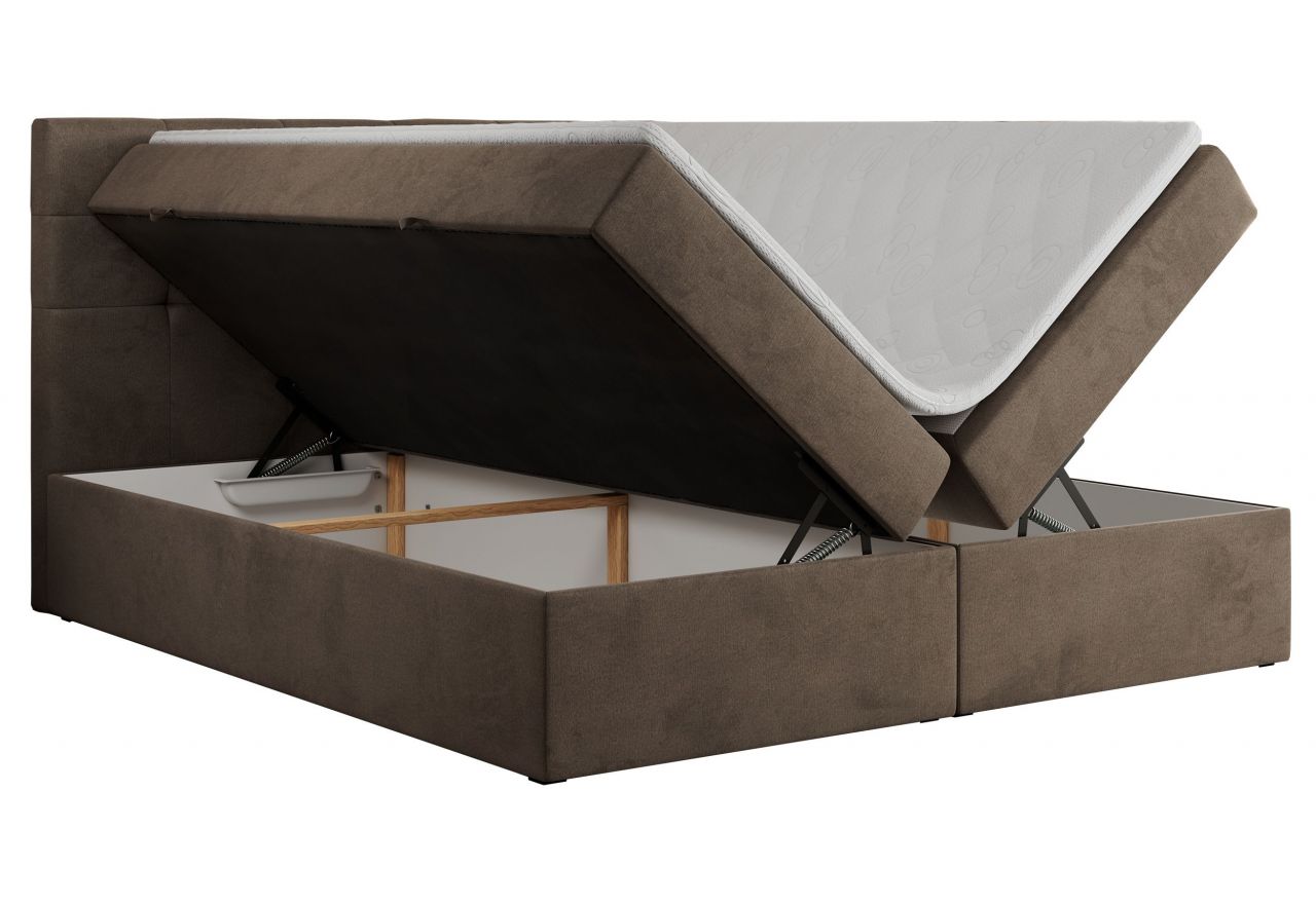 Łóżko kontynentalne CENTOS 200x200 - H4 - brązowy, welwet