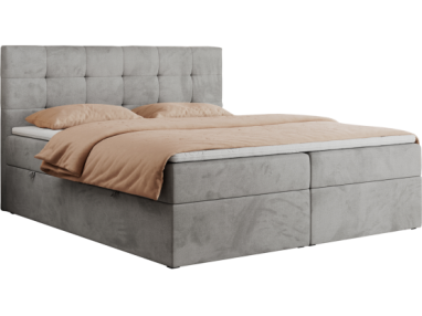Łóżko kontynentalne CENTOS 120x200 - H3 - jasnoszary, welwet