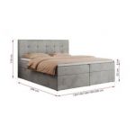 Łóżko kontynentalne CENTOS 140x200 - H3 - jasnoszary, welwet