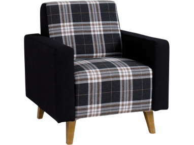 Fotel wypoczynkowy na wysokich nóżkach w skandynawskim stylu - MEDIS Lobox 05 / Gomez 12 / Dąb Biały