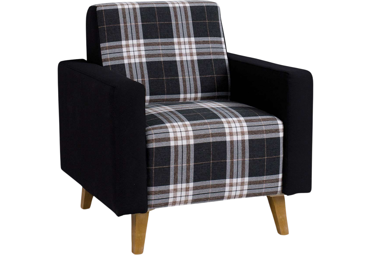 Fotel wypoczynkowy na wysokich nóżkach w skandynawskim stylu - MEDIS Lobox 05 / Gomez 12 / Dąb Złoty