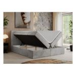 Łóżko kontynentalne CENTOS 140x200 - H4 - jasnoszary, welwet