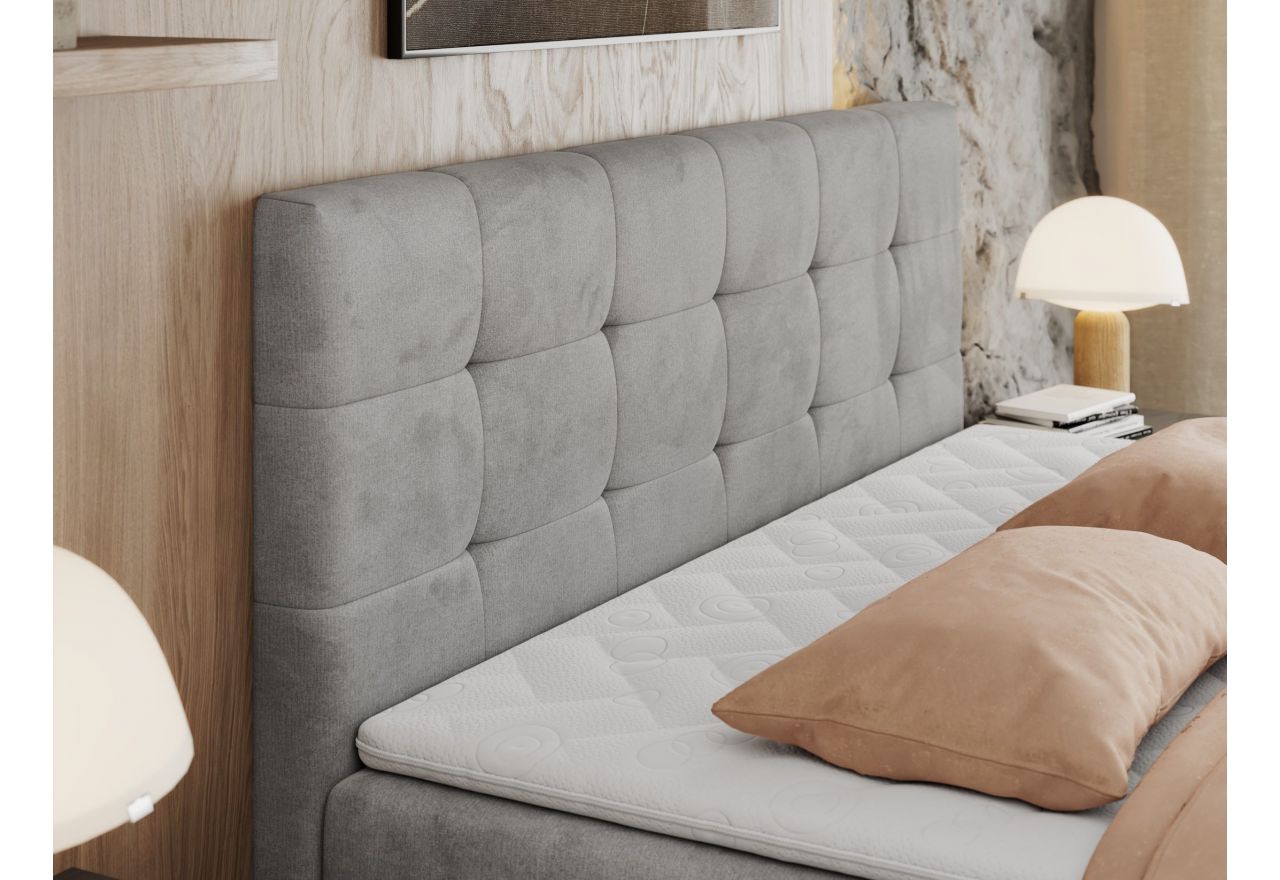 Łóżko kontynentalne CENTOS 140x200 - H4 - jasnoszary, welwet