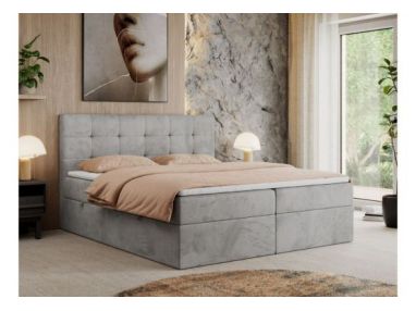 Łóżko kontynentalne CENTOS 160x200 - H4 - jasnoszary, welwet