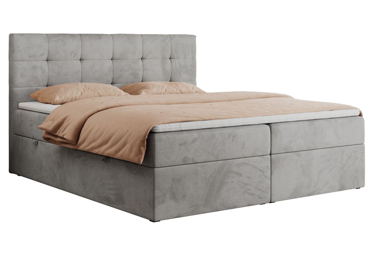 Łóżko kontynentalne CENTOS 160x200 - H4 - jasnoszary, welwet