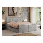 Łóżko kontynentalne CENTOS 180x200 - H4 - jasnoszary, welwet