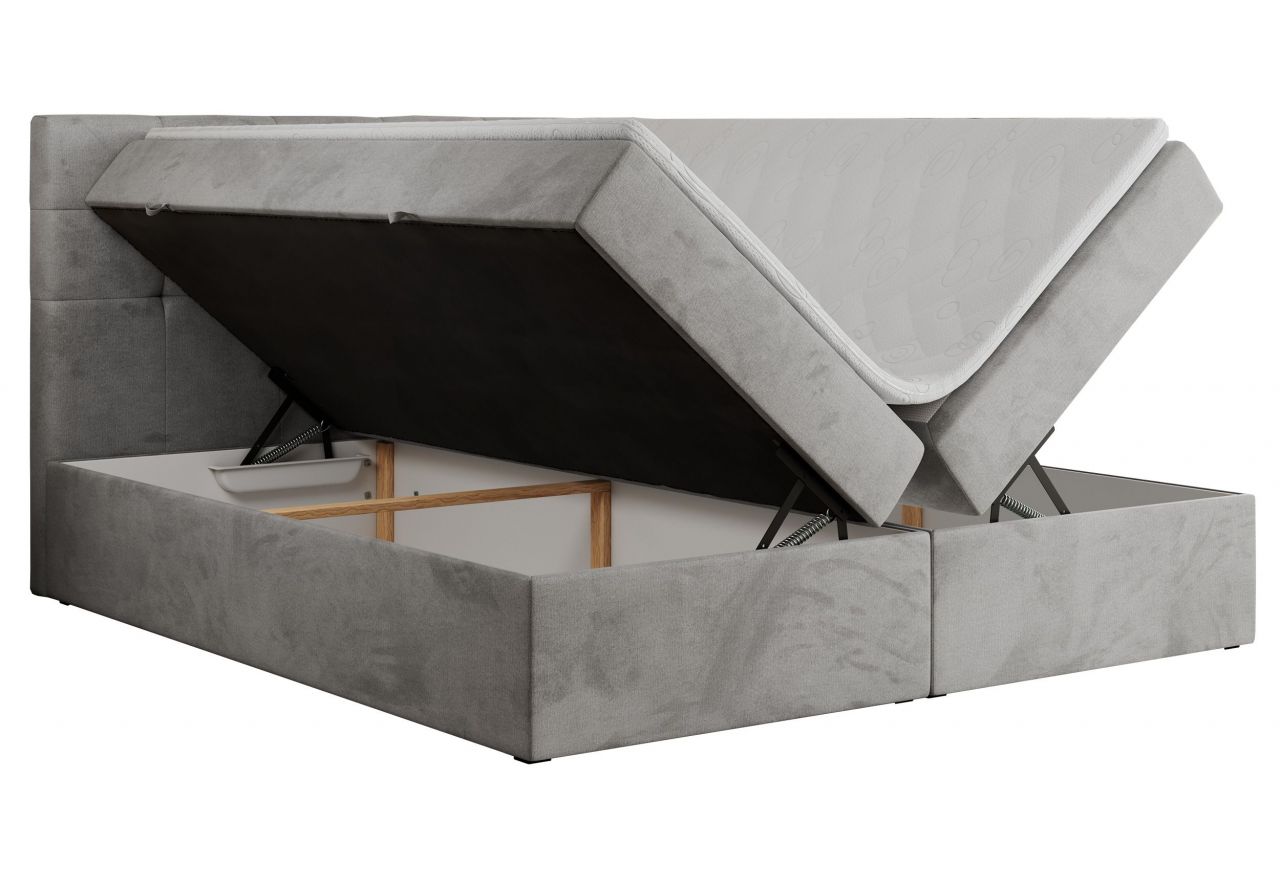 Łóżko kontynentalne CENTOS 180x200 - H4 - jasnoszary, welwet