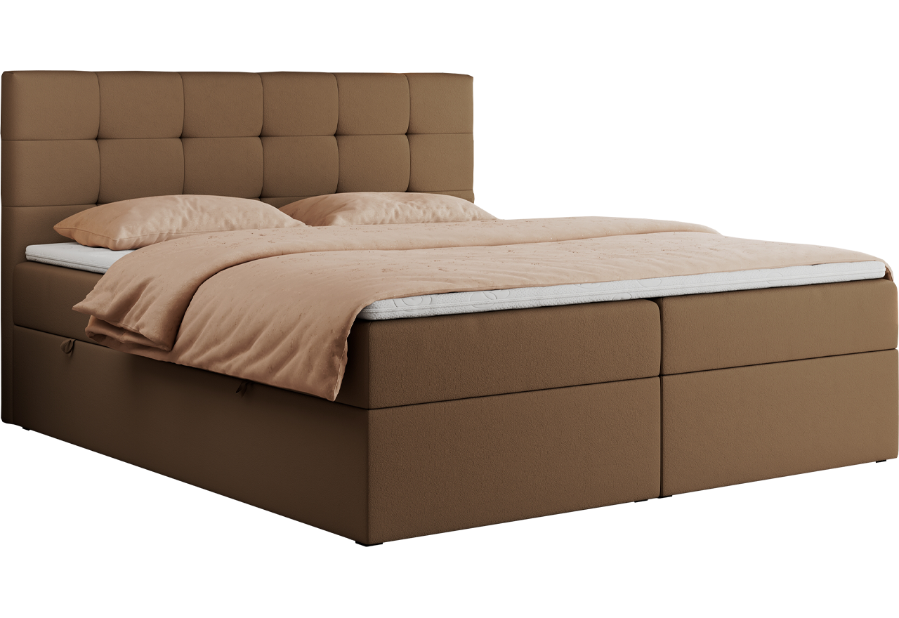 Łóżko kontynentalne CENTOS 120x200 - H3 - brązowy, ekoskóra