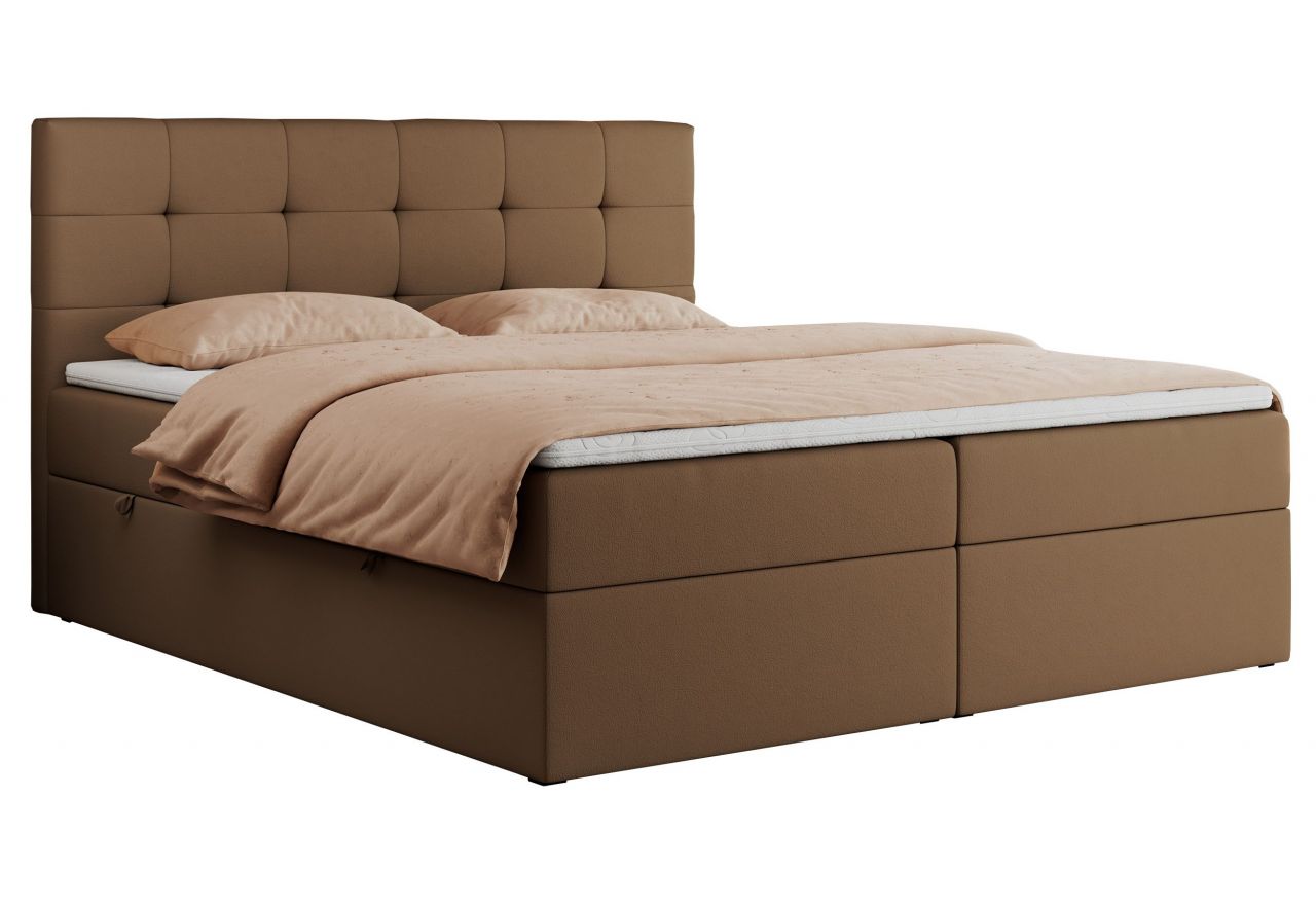 Łóżko kontynentalne CENTOS 120x200 - H3 - brązowy, ekoskóra
