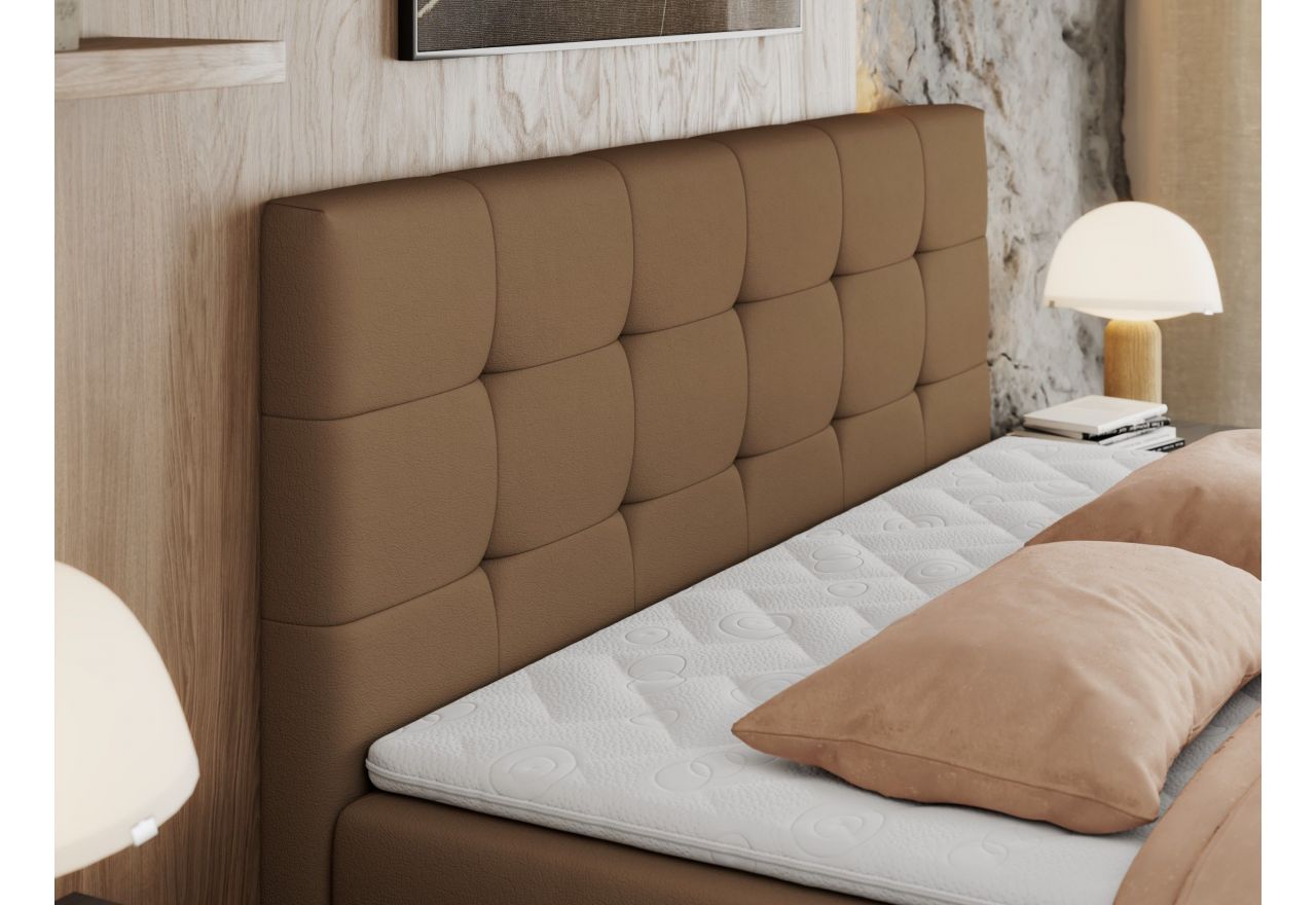 Łóżko kontynentalne CENTOS 140x200 - H3 - brązowy, ekoskóra