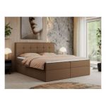 Łóżko kontynentalne CENTOS 160x200 - H3 - brązowy, ekoskóra