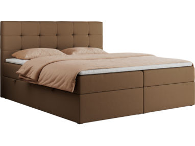 Łóżko kontynentalne CENTOS 200x200 - H3 - brązowy, ekoskóra