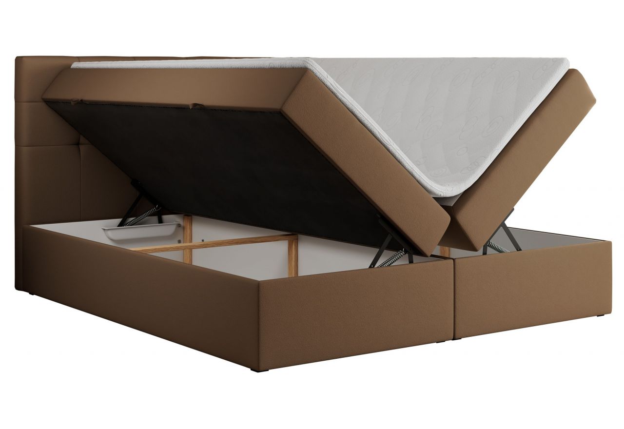 Łóżko kontynentalne CENTOS 140x200 - H4 - brązowy, ekoskóra