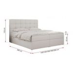 Łóżko kontynentalne ERNI 180x200 - H3 - biały, ekoskóra