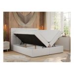 Łóżko kontynentalne ERNI 160x200 - H4 - biały, ekoskóra