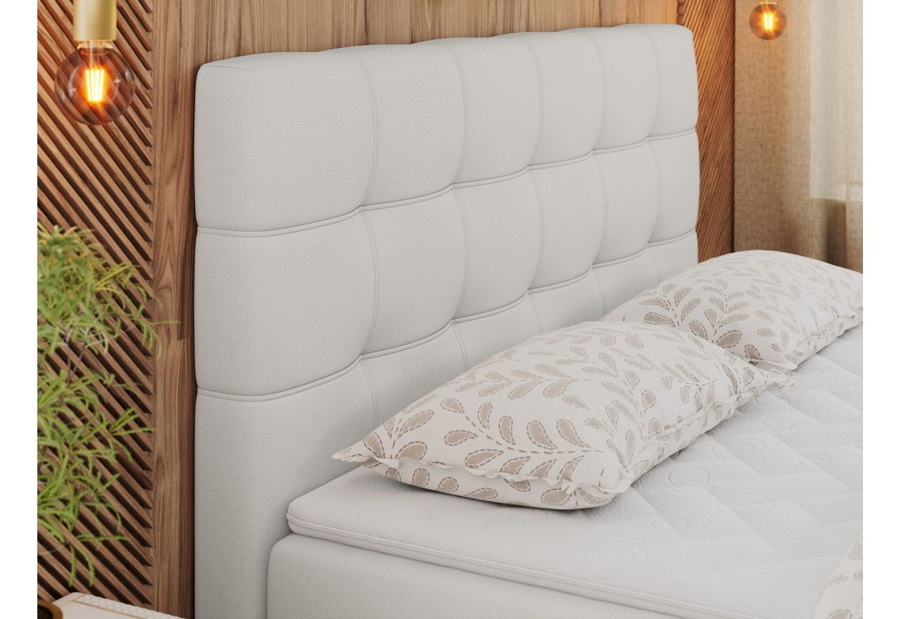 Łóżko kontynentalne ERNI 200x200 - H4 - biały, ekoskóra